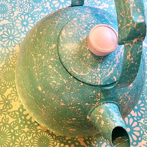 Tea Kettle DYI Aqua/Pink, wax seal, Copper bottom - Picture 2 of 8
